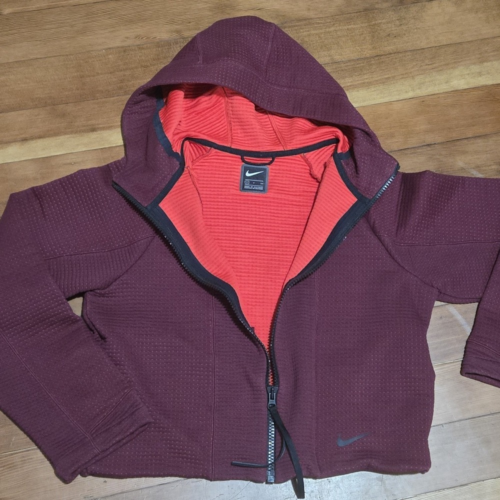 Nike Tech Fleece Full Zip Hoodie Womens Size S Burgundy Engineered Zip Jacket - Picture 5 of 12